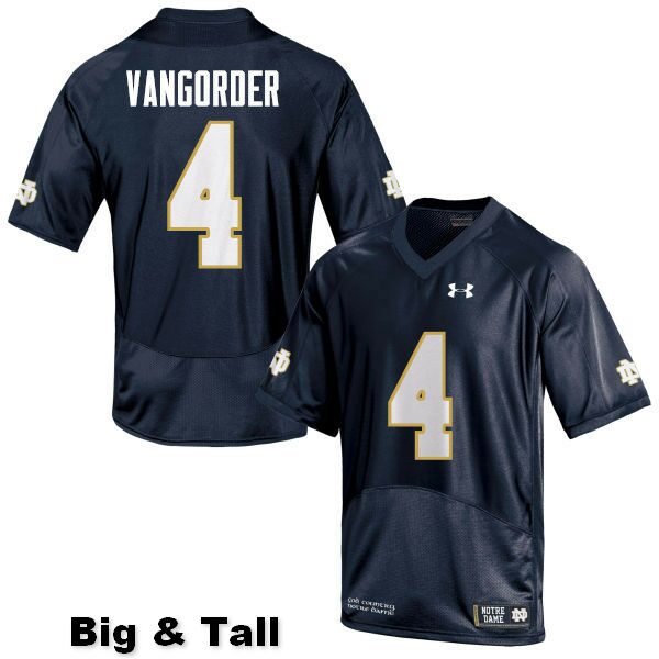 Men's NCAA Notre Dame Fighting Irish #4 Montgomery VanGorder Stitched College Under Armour Authentic Navy Blue Big & Tall Football Jersey DM10G72KH